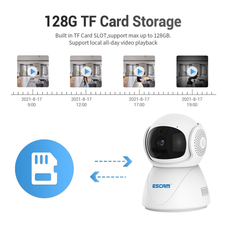 ESCAM PT201 HD 1080P Dual-band WiFi IP Camera, Support Night Vision / Motion Detection / Auto Tracking / TF Card / Two-way Audio, EU Plug, PT201 ESCAM PT201 HD 1080P Dual-band WiFi IP Camera, Support Night Vision / Motion Detection / Auto Tracking / TF Card / Two-way Audio, EU Plug, PT201